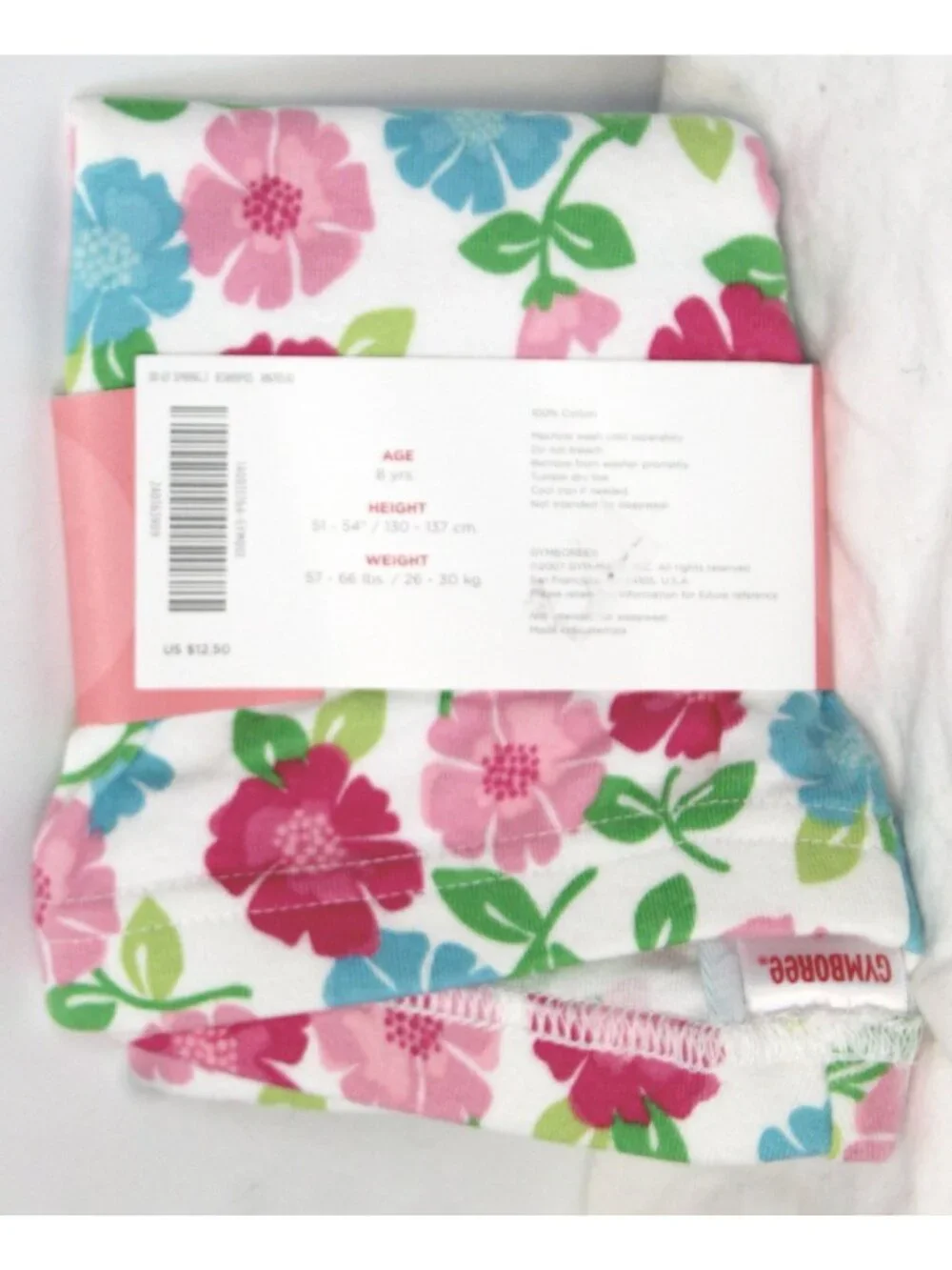 2008 Gymboree Tennis Match Bike Shorts sz 9 Leggings Floral Flowers Cotton Knit